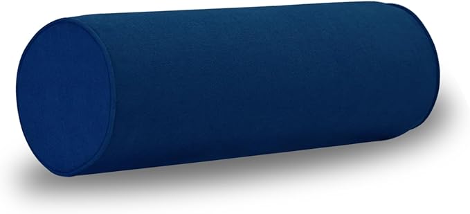 Cylinder Round Memory Foam Support Pillows Cervical Neck Roll Pillow with Pillowcase Soft, Comfortable and Breathable for Sleeping, Chair, Car, Sofa，Travel (Navy Blue, 18X6)