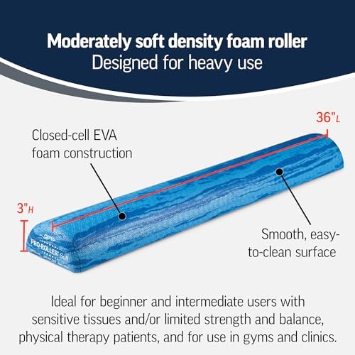OPTP PRO-Roller Soft Density Foam Roller – Half-Round, Blue, 36"L x 3"H