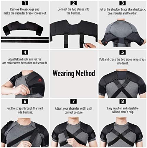 Kuangmi Double Shoulder Support Brace Strap Wrap Neoprene Protector,XL