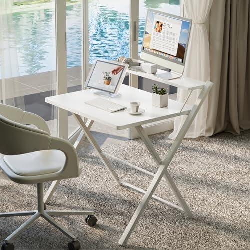 GreenForest Folding Desk No Assembly, Sturdy Computer Desk for Small Spaces