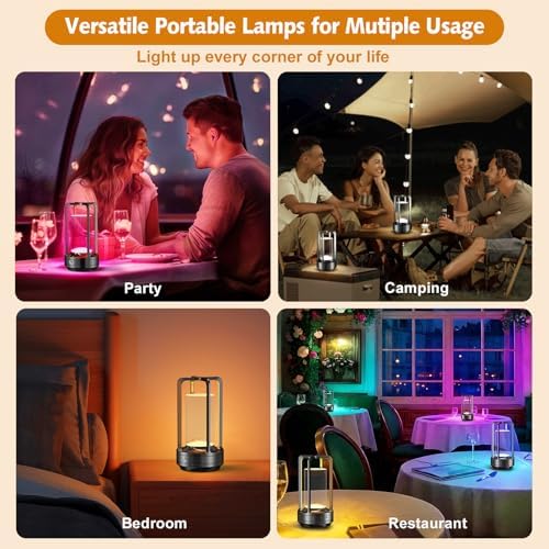 Portable Table Lamp for Outdoor Indoor Cordless Lamp with 10 RGB Colors