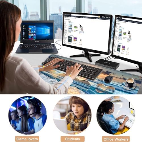 Keyboard Wrist Rest and Mouse Pad with Wrist Support Set Ergonomic Coaster,Memory Foam,Easy Typing Pain Relief,Large XL Desk Mat 31.5"x 11.8",Beach