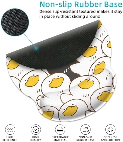Black White Duck Ergonomic Mouse Pad with Wrist Rest for Desk Work Office