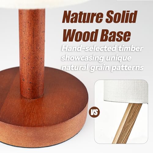 LALISU Small Table Lamp，Nightstand Lamp Wood Base Bedside Lamp Plug in
