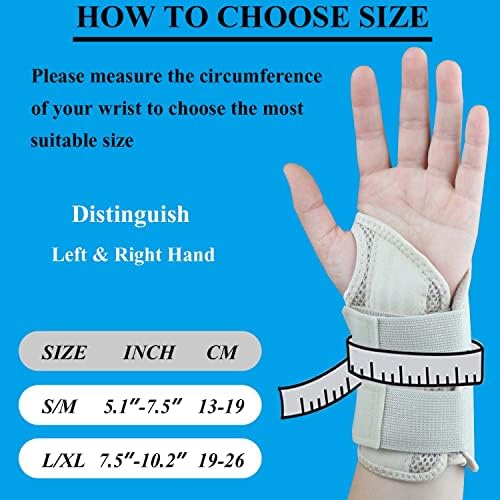 Carpal Tunnel Wrist Brace, Adjustable Wrist Support Brace, Night Wrist Sleep Supports Splints Arm Stabilizer (Left Hand, S/M, Khaki)
