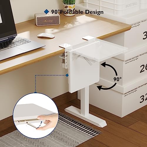 BONTEC Ergonomic Desk Extender Tray, 9.5"x9.1" Table Mount Arm Wrist Rest Shelf, 90° Foldable Elbow Support, Clamp on Computer Arm Rest for Desk, Office & Home Use, Durable & Easy to Install