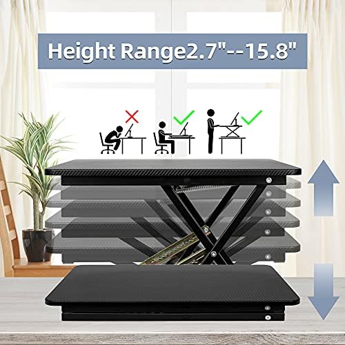 Standing Desk Converter, Height Adjustable Sit Stand Desk Converter, Fully Assembled Monitor Desk Riser for Standing or Sitting, Black, Pattern