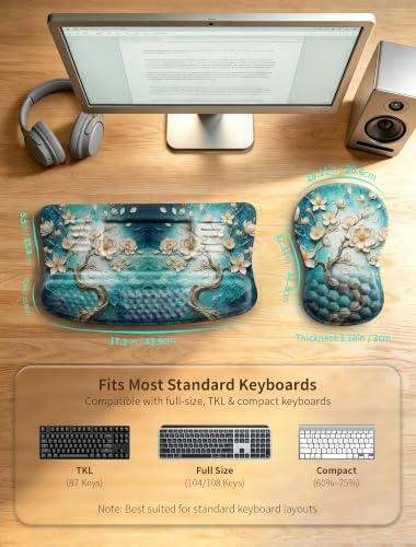 Ergonomic Keyboard Stand and Mouse Pad Set, Memory Foam Wrist Support