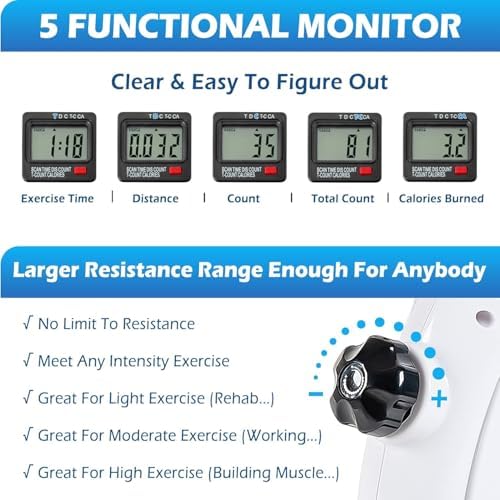TABEKE Under Desk Bike Pedal Exerciser - Mini Exercise Bike for Arm/Leg Exercise, Pedal Exerciser for Seniors with LCD Display 26514(White)