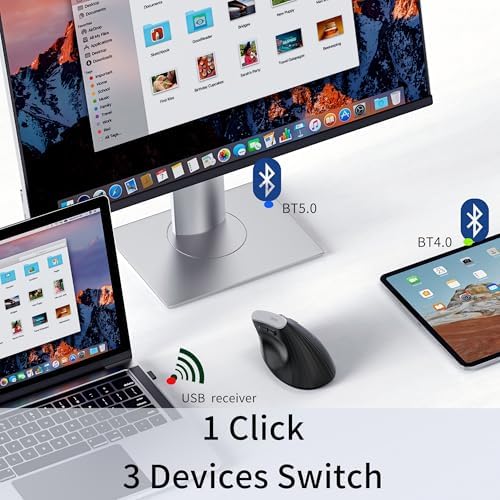 Uineer Vertical Ergonomic Mouse, Tri-Mode Wireless, 12-Month Battery Life