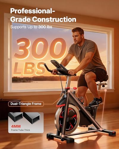 MERACH Magnetic Exercise Bike, Heavy Duty Stationary Bike for Home Gym