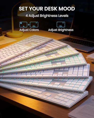 SABLUTE Bluetooth Keyboard and Mouse for Mac, Multi-Device, 7-Color Backlit