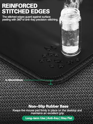 Mouse Pad, Office Desk Mat, Large Gaming Mousepad with Superior Micro-Weave Cloth, XXL Desk Pad with Stitched Edges, Non-Slip Writing Pad for Gamer, Laptop, Work & Home