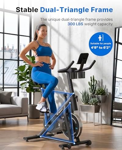 MERACH Exercise Bike, Magnetic Friction Stationary Bike for Home with APP