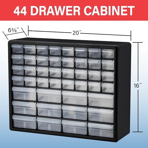 Akro-Mils 44-Drawer Plastic Storage Cabinet, 20"W x 6"D x 16"H, White