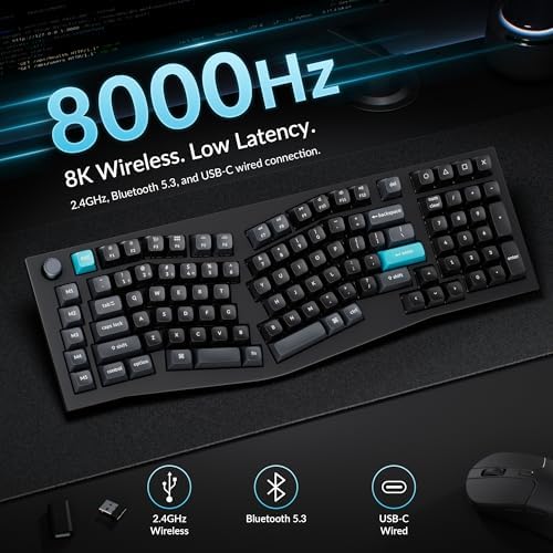 Keychron Q13 Ultra 8K Wireless Mechanical Keyboard, 96% Alice Ergonomic Layout with Numpad, Full Aluminum Custom Keyboard, ZMK, 8000Hz Polling Rate, Hot-Swappable RGB for Mac Windows Linux