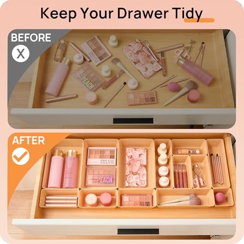 Vtopmart 25 Pack Plastic Drawer Organizers with Non-slip Rubber Pads