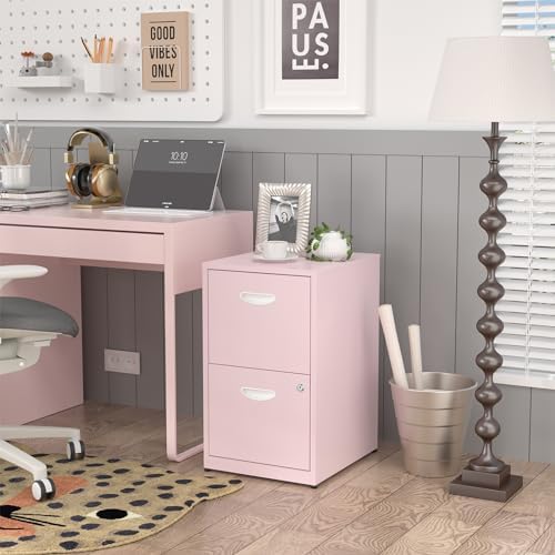 SteeLoong 2 Drawer File Cabinets,Metal Office File Cabinet with Lock,Pink