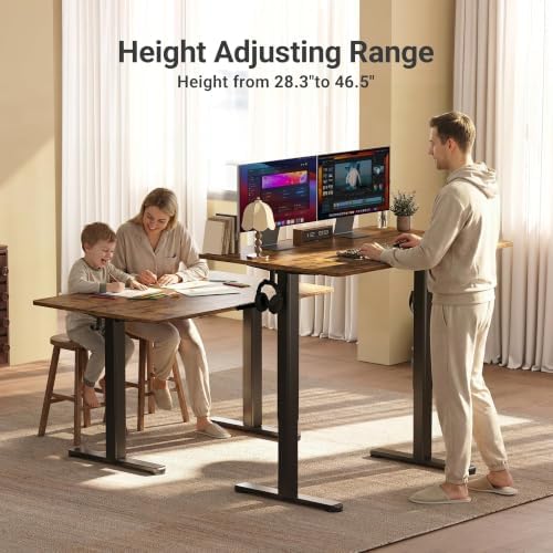Claiks Electric Height Adjustable Standing Desk, 48x24 Inch, Rustic Brown