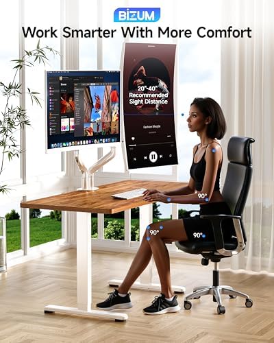 BIZUM Dual Monitor Stand for 17″-42", Heavy Duty Ultrawide Monitor Arm Dual-Monitor Mount VESA Mount with Clamp/Grommet Base, Holds 33.1lbs per Arm, White