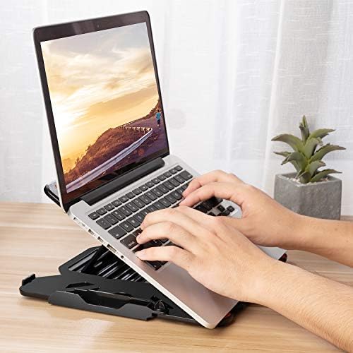 Ergonomic Adjustable Laptop Stand for Desk with Phone Holder & 360° Rotation - Foldable Portable Stand for 10-17" Laptops, MacBook Pro 16", Gaming Laptops, Tablets | Heavy-Duty & Ventilated Design