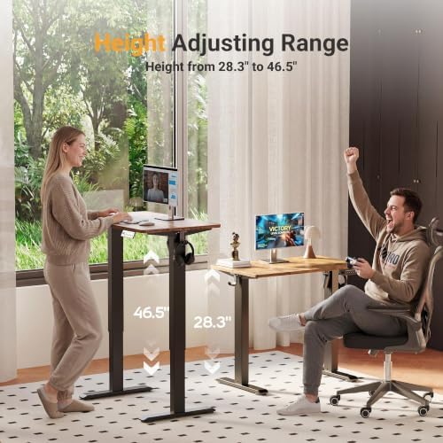 YDN Electric Standing Desk, 32x19 Inch, Rustic Brown