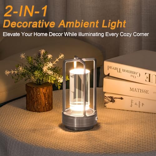 Rechargeable Table Lamp Cordless, Portable Metal Table Lamp