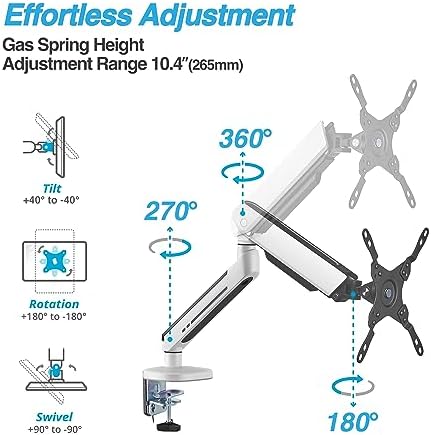 AVLT Single 27”-45” RGB Gaming Monitor Arm Desk Mount - White