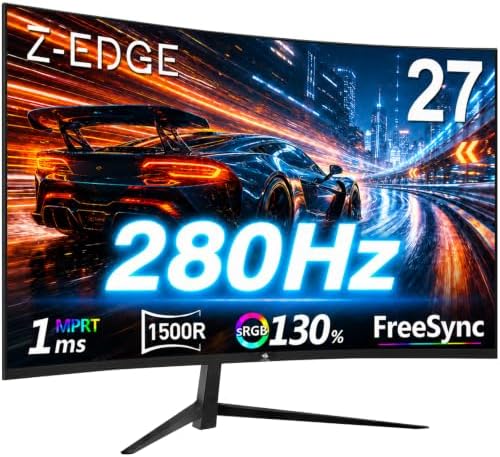 Z-Edge 27 inch Curved Gaming Monitor, 1080P 280Hz 240Hz Computer Screen