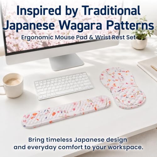 BELLEMOND Japanese Mouse Pad with Wrist Rest | Ergonomic Memory Foam, Large