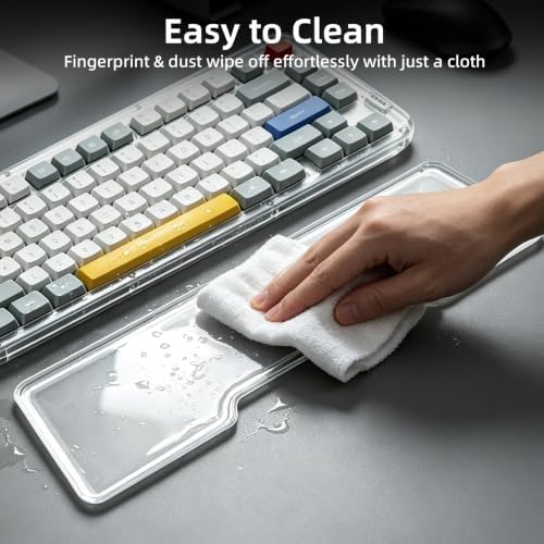 Translucent Acrylic Wrist Rest Compatible with NuPhy Air65 Air75 65% 75% Low Profile Mechanical Keyboard, Ergonomic Palm Pad with Anti Slip Silicone Base, Diffuses Keyboard RGB Light