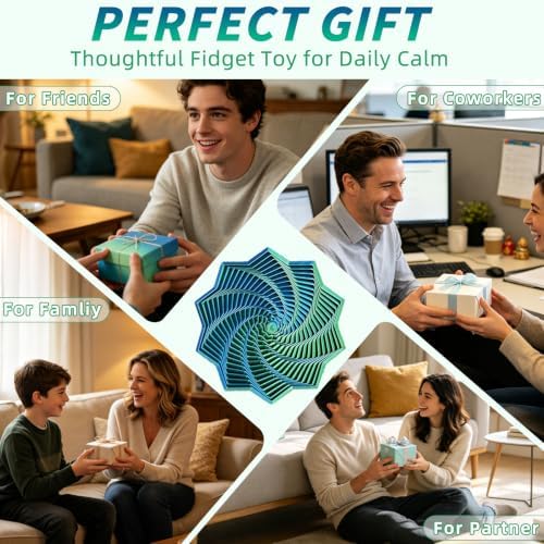 3D Printed Expanded Sensory Fidget Star, Fractal Stress Relief Spinning Tower Toy with Handle, Polygonal Honeycomb Whirling Spiral Design, Stocking Stuffers Gift for Adults Teens ADHD Office Desk