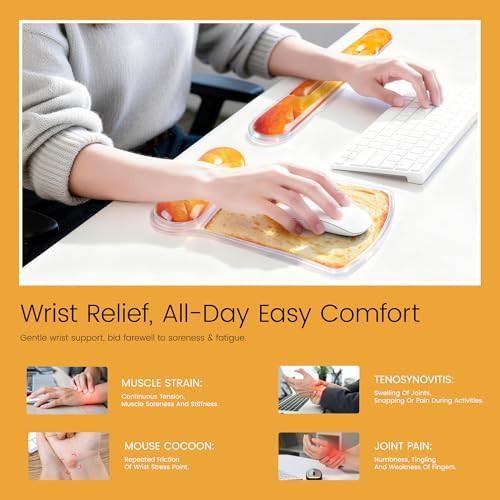 Ospelelf Mouse Pad and Keyboard Wrist Rest Cute Funny Gel Mousepad Set, Support for Typing Gaming, Relieve Wrist Pain, Cool & Easy to Clean, for Office, Programmer, Home Computer Use, Butter Bread
