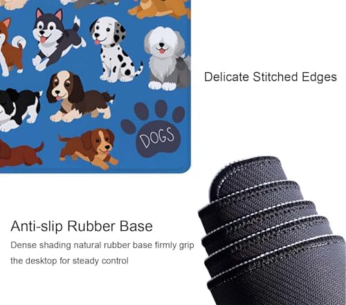 Cute Dog & Puppy XL Gaming Mouse Mat - 31.5 x 11.8 Inch Extended Long, Thin Desk Pad for Keyboard Mice
