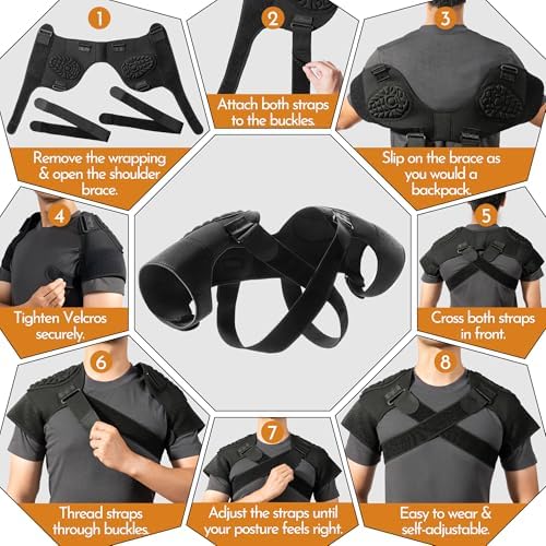 Thickened Wear-Resistant Shoulder Brace with Pads for Heavy-Duty Use, Support for Moving Construction,warehouse, Farm Work, heavy Loads, Compression Support Sleeve for Dislocation, Bursitis, Tendonitis,Both Left and Right Arm (Large)