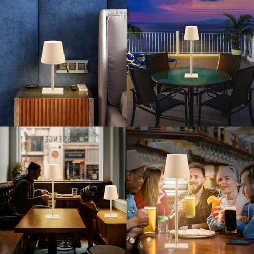 CHLORANTHUS 2 Pack Cordless Table Lamps, 3 Colors Stepless Dimming, 5000mAh Rechargeable Battery LED Desk Lamp for Bedroom/Couple Dinner/Desk/Cafe/Dining Room/Terrace