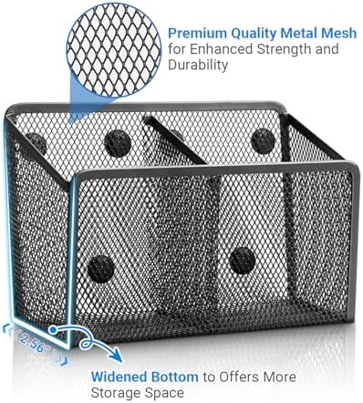Magnetic Pen Holder, Metal Strong Magnet Pen Cup Magnetic Marker Storage Basket Locker Organizer for Whiteboard Refrigerator Fridge Locker Accessories Classroom Must Haves Teachers School Supplies