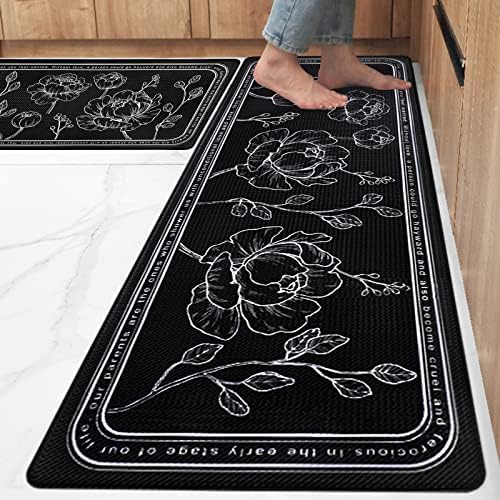 Kitchen Floor Mat Set of 2, Anti Fatigue Kitchen Mat 17"x59"+17"x29"