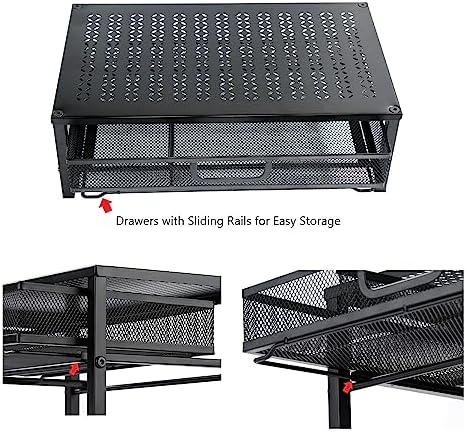 Metal Computer Stand for Desk,Monitor Riser with Drawer ,Desktop Stand for Laptop,Printer and Monitor,Black