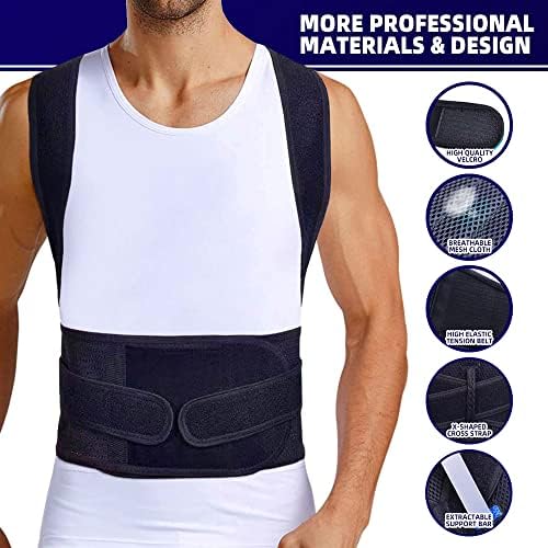 Upgraded Posture Corrector Back Brace for Men and Women, New Version Lumbar Support for Posture Improving and Pain Relief, Full Back Support for Neck, Shoulder, Waist Pain, XL