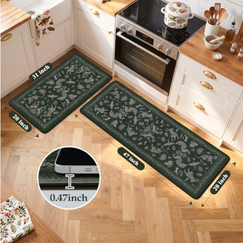 LEEVAN Anti Fatigue Kitchen Mats for Floor, Cushioned Kitchen Mat Set 2PCS