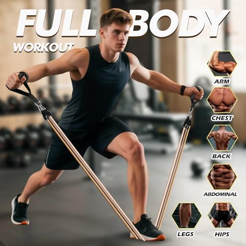 WHATAFIT Resistance Bands with Handles, 150 lb Exercise Bands Set