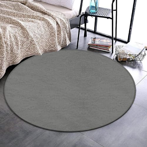 Machine Washable Modern Round Area Rug, Room Sofa Yoga Soft Round Carpet, Home Decor Non Slip Kitchen Office Circle Rug Grey, 24inch