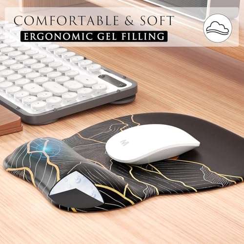MROCO Ergonomic Mouse Pad with Gel Wrist Rest, 9.4 x 8.1 in, Golden Rise