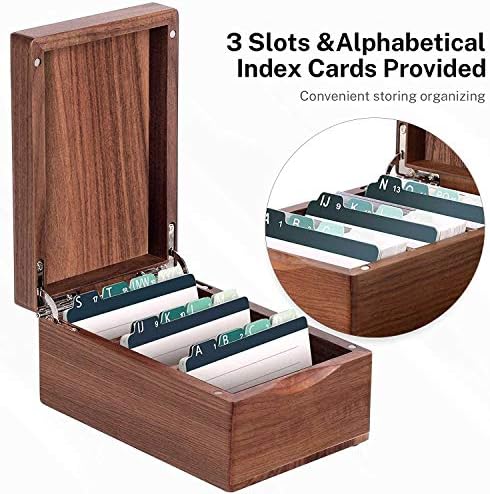 MaxGear Walnut Wood Business Card Organizer for 2.2" x 3.5" Cards