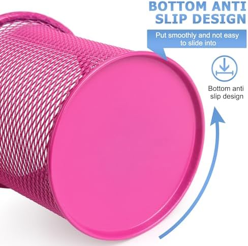 Tamaki Pen Holder Cup for Desk, Wire Mesh Pencil Cup Holder, Pink