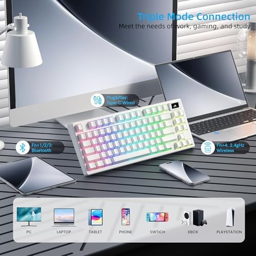 Womier 75% Wireless Mechanical Keyboard with Color Multimedia Screen