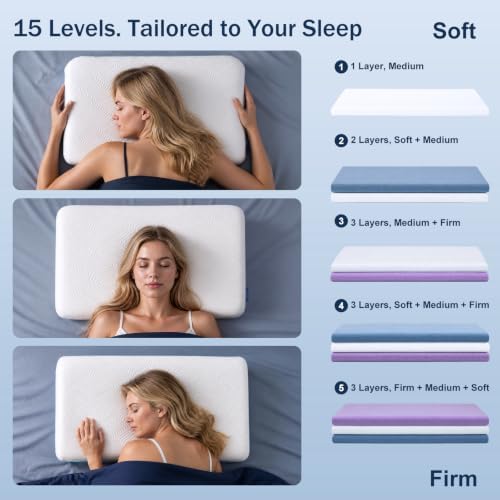 Adjustable Layered Memory Foam Pillow, Neck Support Pillow