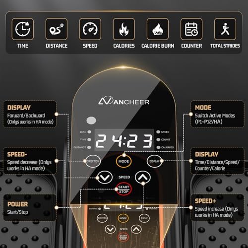 ANCHEER Under Desk Elliptical Machine - Electric Elliptical Leg Exerciser for Seniors with 12 Speeds & Remote Control, Portable Quiet Pedal Exerciser Machine for Home Office