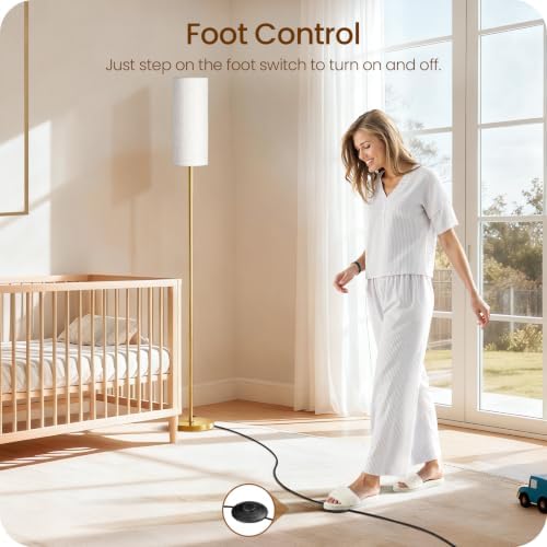 Dimmable Floor Lamps for Living Room with Remote and Foot Switch, 64.4” Modern Standing Tall Lamp, Corner Lamp for Bedroom, Bulb Included, 3000K-6500K, White and Gold, FCC Listed DW06LD05W1